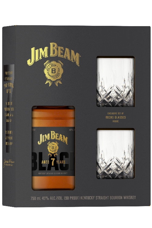 Jim Beam Black With Glasses 750 ML Whiskey OHLQ